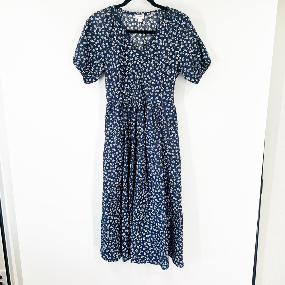 J. Crew Factory Printed Lace-Trim Midi Dress